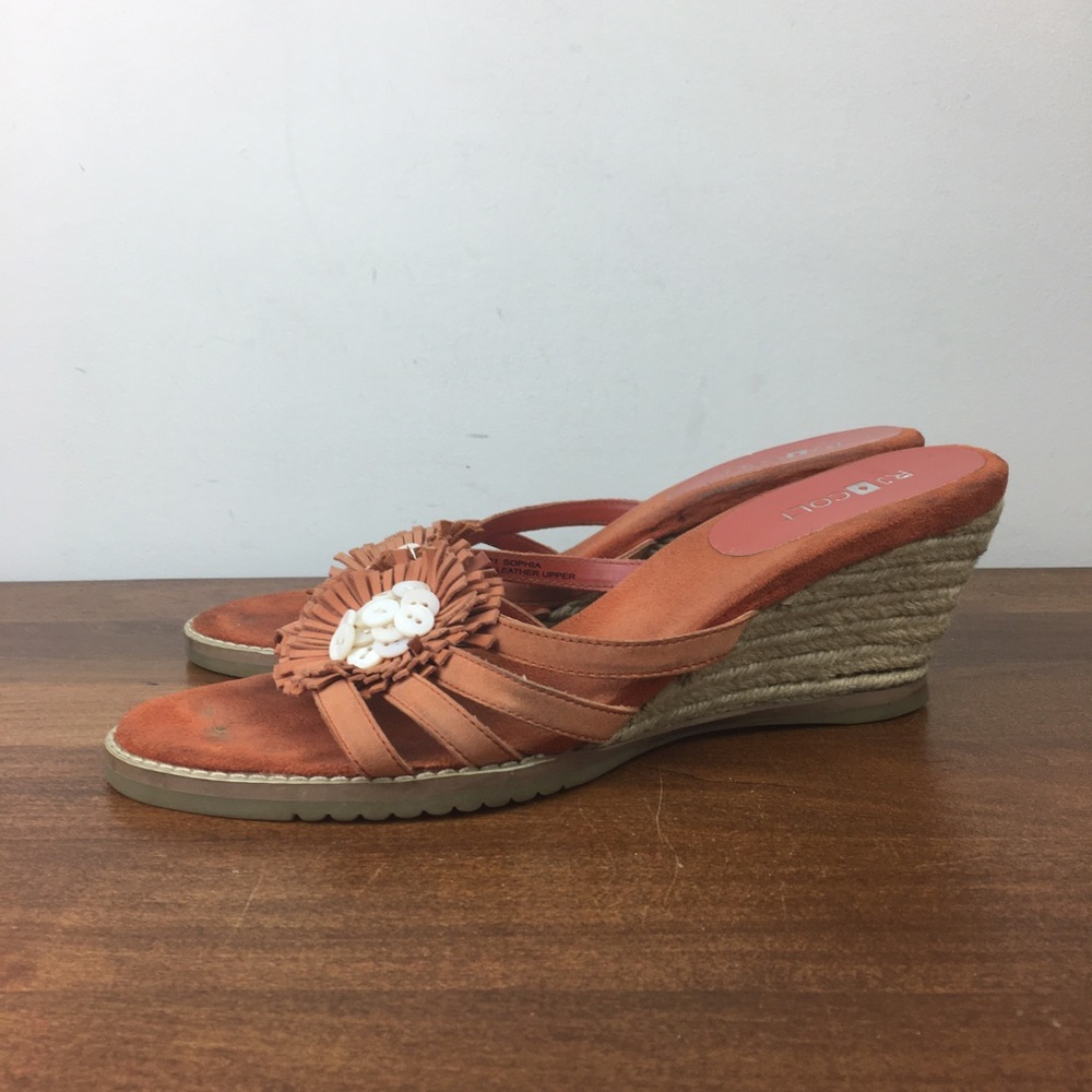 RJ Colt Women's Wedge Espadrille Sandals Sophia Orange Flower G8471 Size 7M.